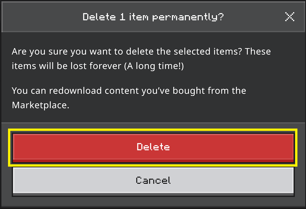 Confirming deletion